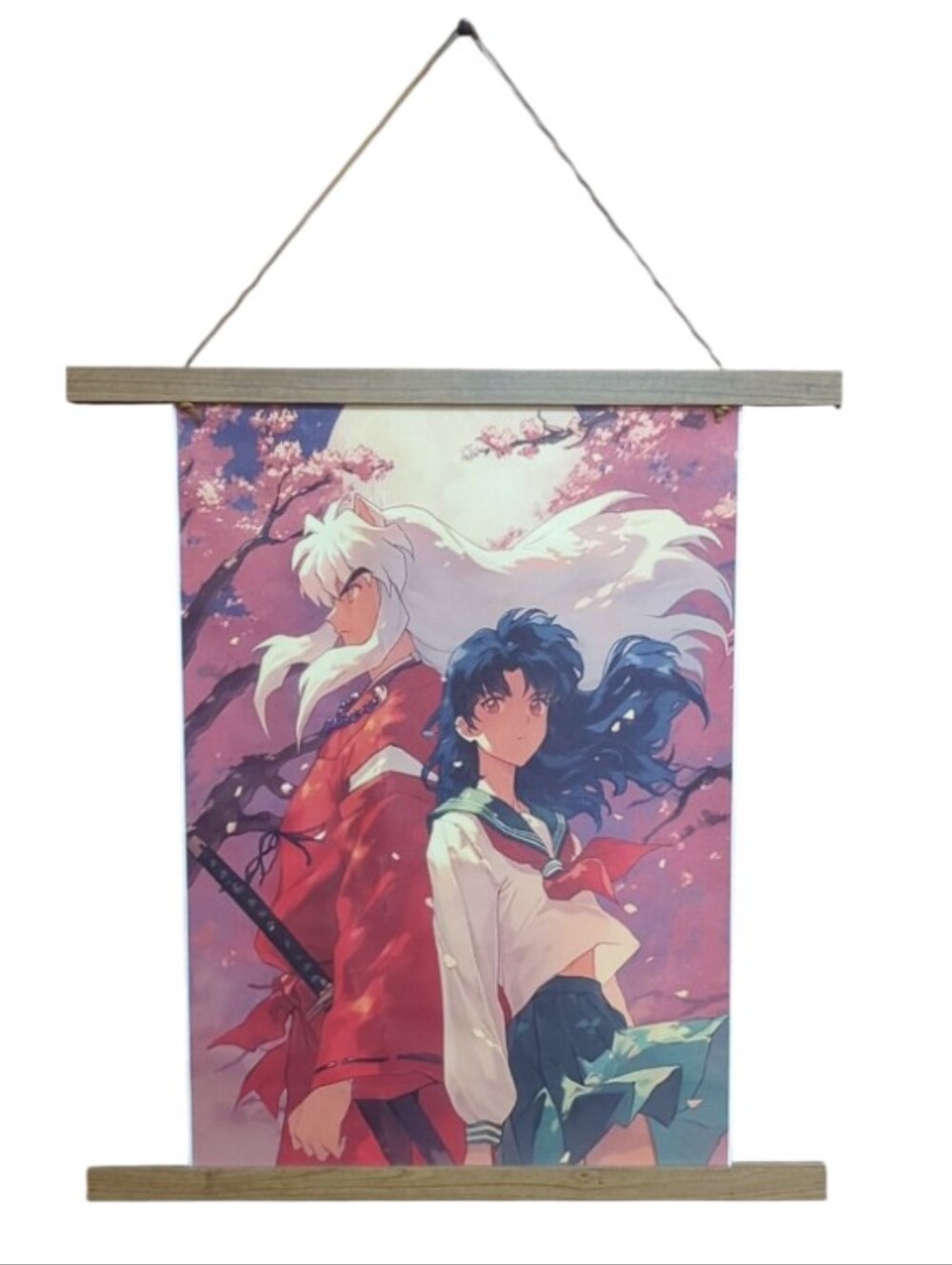 ✨ Inuyasha & Kagome Anime Wall Scroll – Cherry Blossom Scene ✨